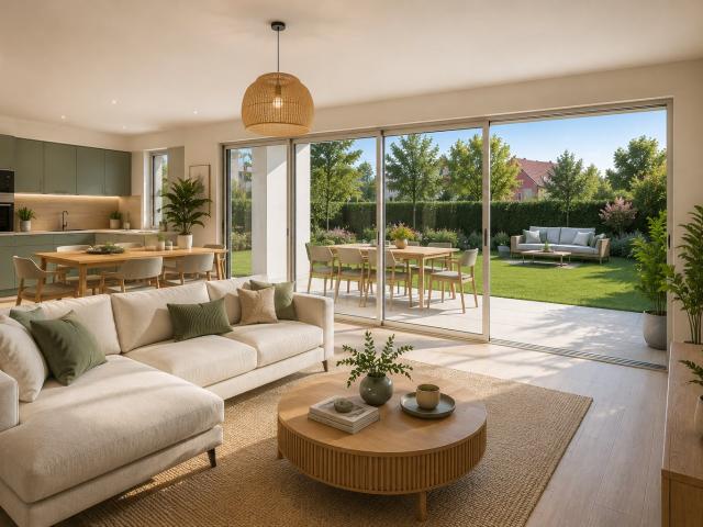 Jardin d’exception aux portes de Strasbourg – Superbe T4 neuf familial en rez de jardin 4 pièces, 76 m²