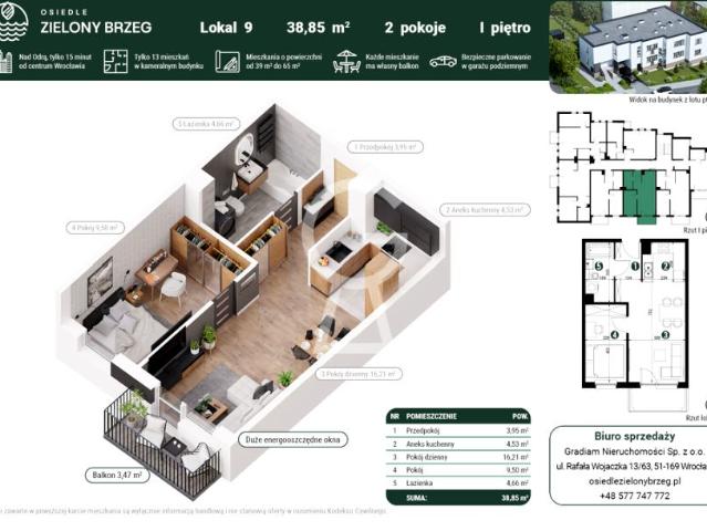 Jarocińska 38,85 m², Wrocław
