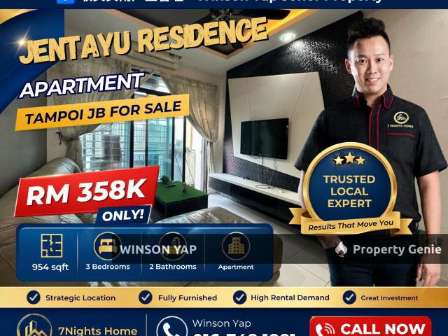 Jentayu Residence Tampoi | Fully Renovated High Floor Unit | Can Full Loan + Cash Out