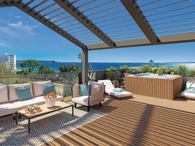 Juan Les Pins – Duplex Toit Terrasse Neuf Avec Vue Mer Panor. 118m² Juan les Pins