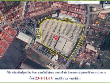 ขายที่ดินพร้อมสิ่งปลูกสร้างเป็นโกดังจอดรถ ติดถ.สุขสวัสดิ์ ต.แหลมฟ้าผ่า พระสมุทรเจดีย์ สมุทรปราการ