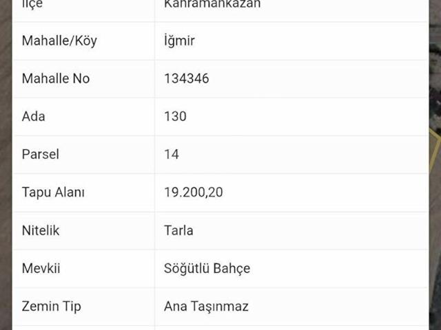 KAHRAMANKAZAN İĞMİR DE SATILIK TARLA