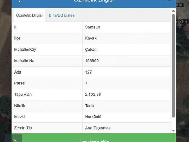 KAVAK ÇAKALLI MAHALLESİ SATILIK TARLA