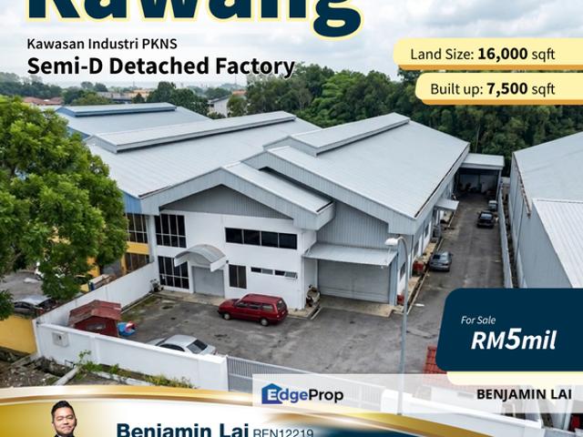 Kawasan Industri Pkns, Rawang Semi D Detached Factory For Sale