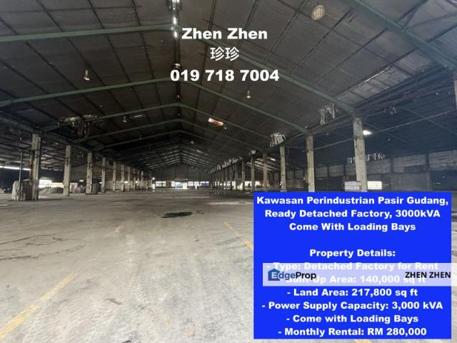 Kawasan Perindustrian Pasir Gudang, Ready Detached Factory, 3000kVA Come With Loading Bays