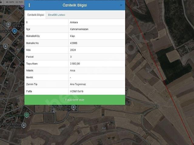 Kazan Kayı'da Satılık 2.582m Villa İmarlı Arsa *Rıza Acar
