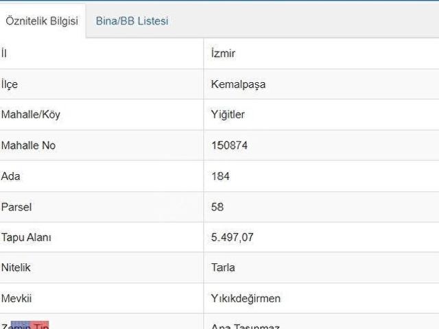 Kemalpaşa Yiğitler'de 5.497 m Satılık Tarla