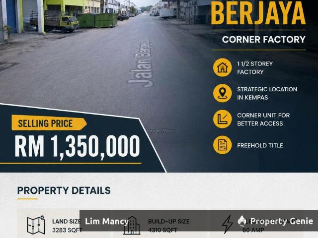 Kempas Lama Perindustrian Berjaya Corner Terrace Factory