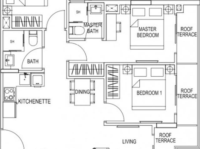 Kensington Square Apartment For Sale, $1,480,000, 3 Bed 2 Bath 829 sqft $1,785.00 psf