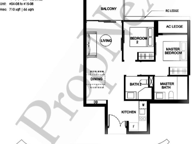Kingsford Waterbay Condominium For Sale, $1,060,000, 2 Bed 2 Bath 710 sqft $1,493.00 psf