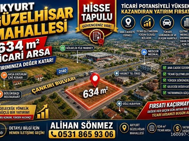 KILIÇ GROUP'TAN AKYURT GÜZELHİSAR MAH. YATIRIMLIK TİCARİ ARSA!