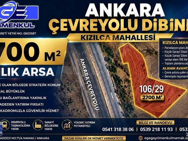 KIZILCA MAH.YATIRIMLIK ÇEVRE YOLU YANI 2700 M2 ARSA