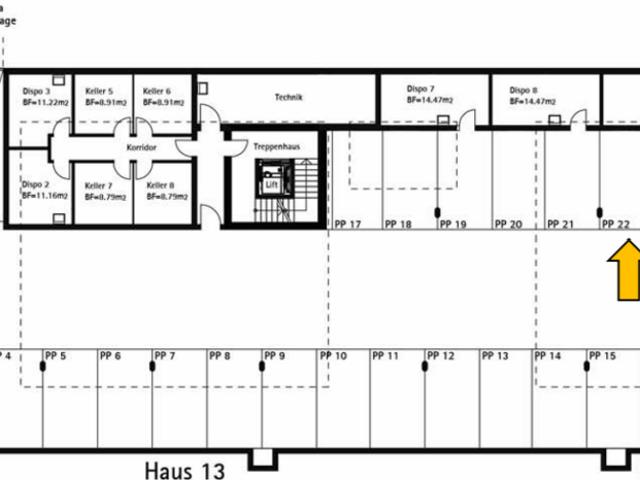 Komfortable Tiefgaragenplätze in der Überbauung Wiesental in Buchs zu vermieten