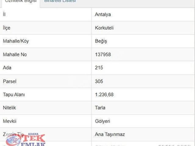 KORKUTELİ BEĞİŞTE TEK TAPU SATILIK TARLA Takas Olur
