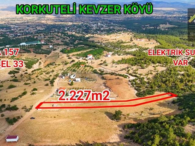 KORKUTELİ KEVZER KÖYÜ SATILIK 2.227M2 TARLA 1.350.000