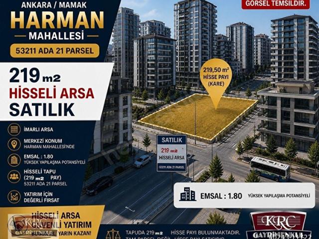 KRC'DEN HARMAN MAHALLESİNDE İMARLI 219 METREKARE SATILIK ARSA
