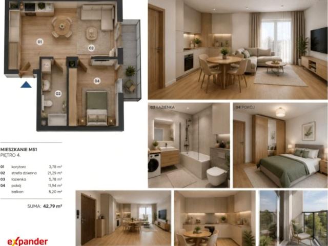 Kwiatkowskiego 42,79 m², Nowa Dęba