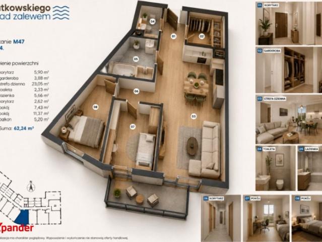 Kwiatkowskiego 62,24 m², Nowa Dęba