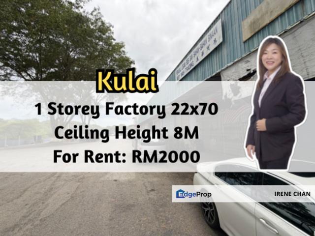 Kulai, 1 Storey Factory 22x70, Ceiling Height 8M, Intermediate Lot