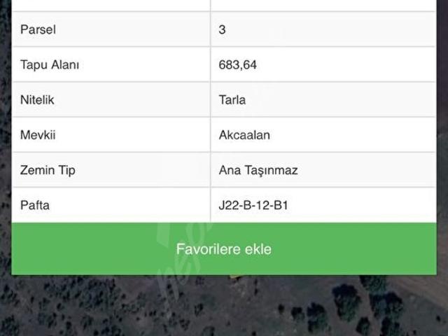 Kütahyada 650m2 ve 1.250m2 yer