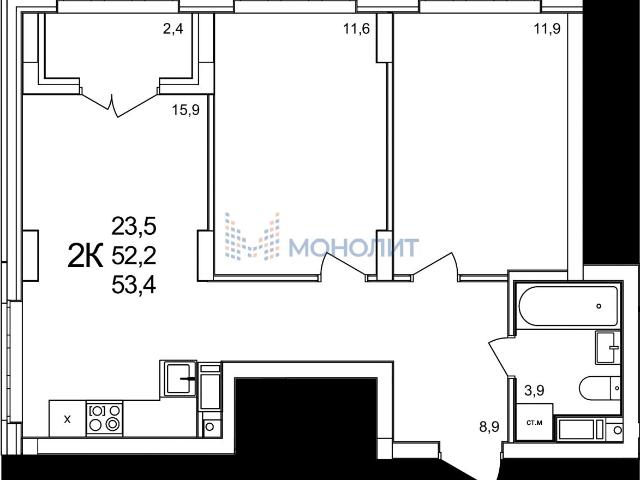 квартира 534 m2 Анкудиновка