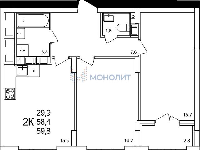 квартира 598 m2 Анкудиновка