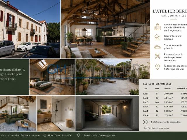 L’ATELIER BERDOT DAX CENTRE Ancien atelier réhabilité en logements Une opportunité rare
