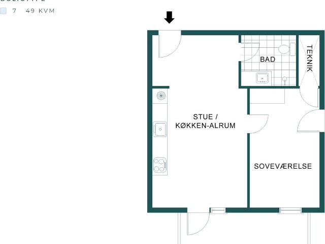 Lækker lejlighed på 49 m2