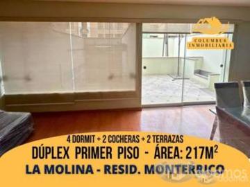 La Molina RESID. MONTERRICO – Dúplex PRIMER PISO de 4dorm + 2cocheras + 2terrazas