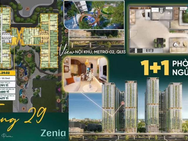 La Pura – Phân Khu Zenia Căn Hộ 1pn+1 Đa Năng 55m² Full Nội Thất Cao Cấp Tại Bình Dương
