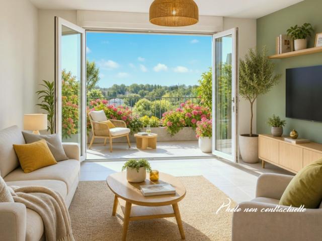 LA RICHARDAIS Appartement 2 pièces de 47.50m² Sud 2ème étage ascenseur balcon 6.80m² stationnement privatif
