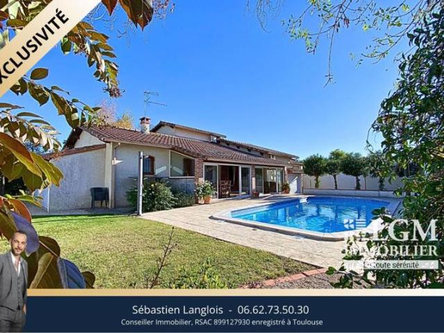 Lamasquère 31600 Maison familiale de caractère avec piscine, atelier, bureau indépendant et grand garage