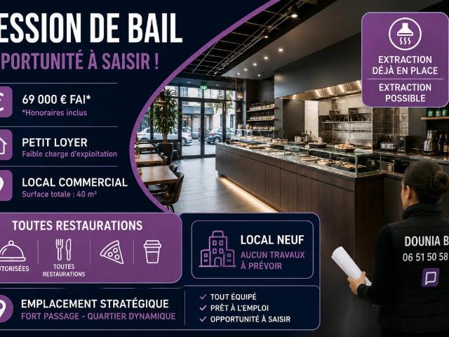 LAMORLAYE DROIT AU BAIL 69 000 | Local neuf 40 m² | Centre ville