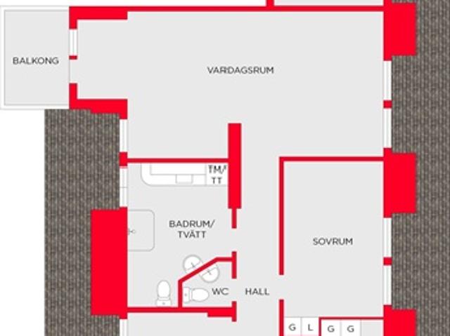 Lägenhet om 3 rok med hiss, Mariestad, Västra Götaland