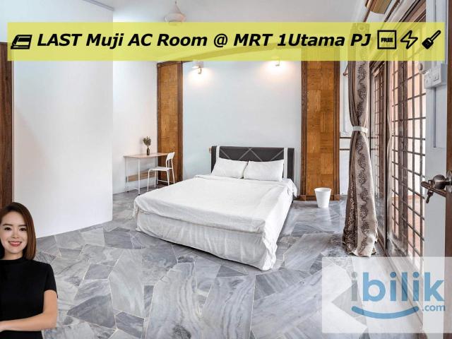 LAST Shorterm Large Muji AC room @ only 10m walk to MRT 1Utama PJ, Damansara, Uptown, SS2, Tropicana, Sunway