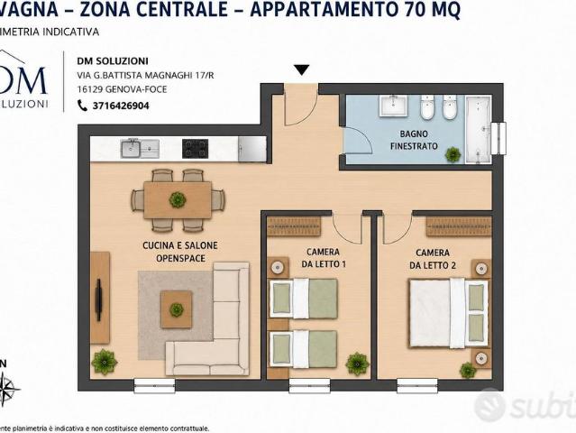 Lavagna appartamento nuovo con due camere