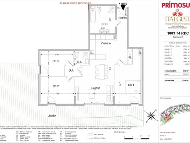 Le Bellevue · Lot 1003 – 4P de standing, 98,60 m², jardin 72 m² et vue mer panoramique