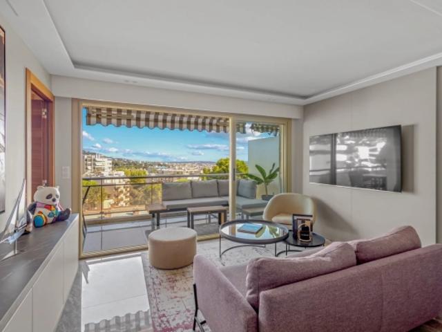 Le Cannet Grande Bretagne — 2P d'exception 43 m² vue mer panoramique, terrasse, double garage & cave