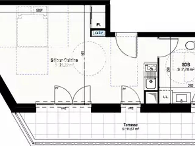 Le Mans 72000 Achat / Vente appartement 1 pièce t1 au dernier étage terrasse