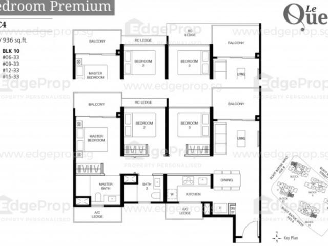 Le Quest Condominium For Sale, $1,688,000, 3 Bed 2 Bath 936 sqft $1,803.00 psf