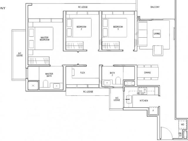 Lentor Modern Condominium For Sale, $2,500,000, 3 Bed 2 Bath 980 sqft $2,551.00 psf