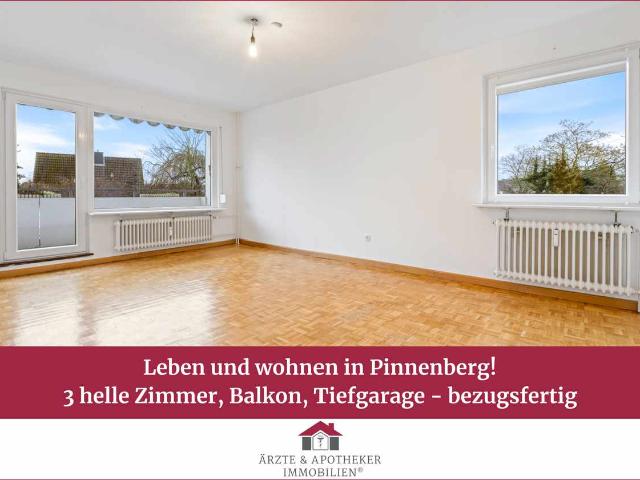 Leben & wohnen in Pinneberg! 3 helle Zimmer, Balkon, Tiefgarage bezugsfertig
