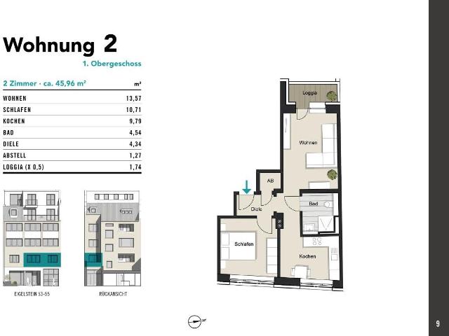 Leben am Eigelstein! Energieeffiziente 2 Zimmer Wohnung mit Balkon Eigelstein 53 55 / WE 2