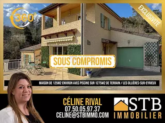 Les Ollières sur Eyrieux 07360 Achat / Vente maison 6 pièces t6 piscine terrasse