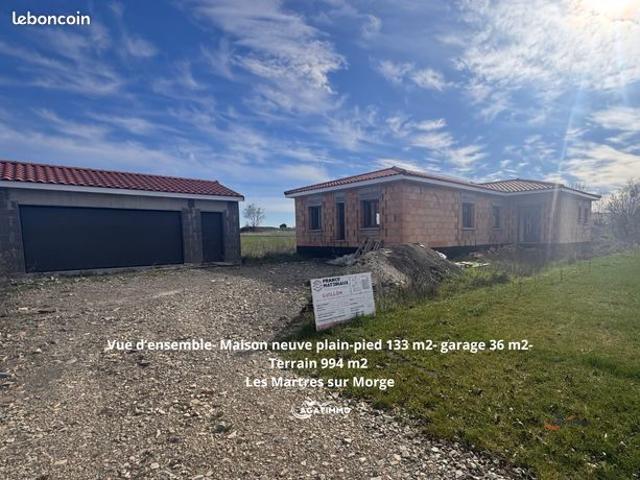 Les martres sur morge – maison neuve 133 m² a personnaliser | plain pied | terrain 994 m² | garage 36 m²