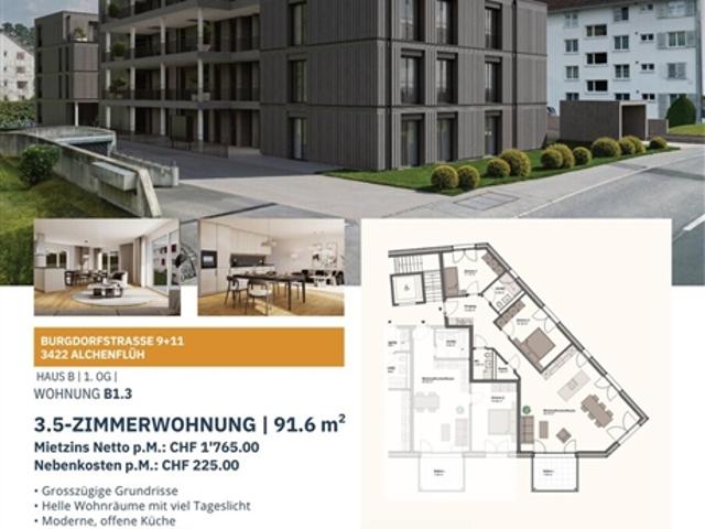 Letzte Chance Mieten wie ein Eigentümer 3.5 Zimmer Neubauwohnungen mit Kochinsel im Kräuchi Areal