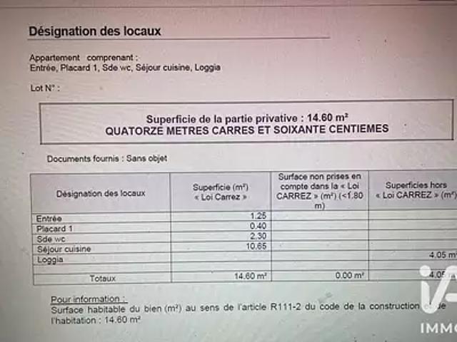 Leucate 11370 Achat / Vente appartement 1 pièce t1 parking