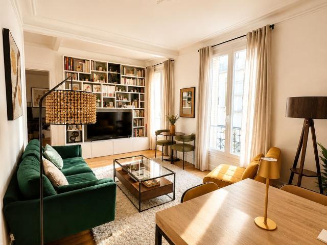 Levallois Perret, proche Mairie, Rue Rivay / place Estienne d’Orves, appartement de 58m2, 2 chambres vue dégag