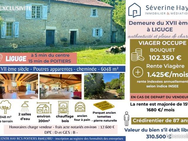 Ligugé 86 – Demeure XVIIe siècle, 200 m², parc 6 048 m²