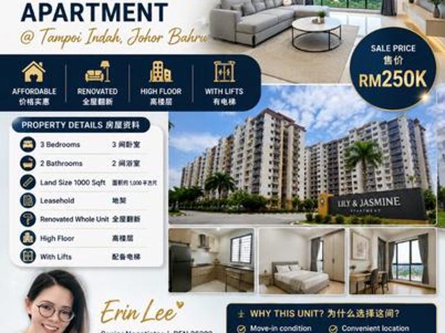 Lily Jasmine Apartment Tampoi Indah Fully Renovated for Sale